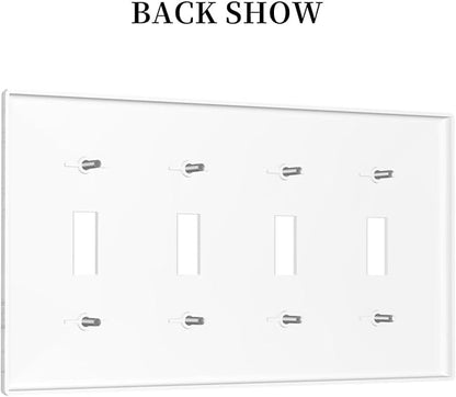 Light Switch Covers Marble Granite White And Grey Quad Toggle 4 Gang Wall Plate Electrical Faceplate Decorative Switch Plates for Home Bedroom Decor