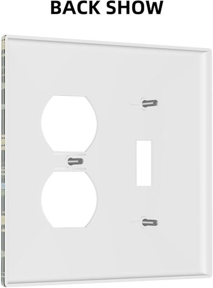 Decorative Outlet Covers Vintage Green Leaf Plant Rustic Pink Flower 2 Gang Wall Plate Cover Single Toggle Duplex Combo Two Switch Light Switch Cover Plate Jumbo Faceplate