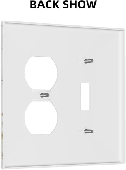 Luxurious Marble Abstract White Gold Tile Modern Simplicity Wallplates 1 Toggle 1 Duplex Switch Plate Electrical GFCI Faceplate Decorative Light Switch Covers for Bathroom Kitchen Decor