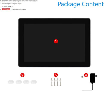 Industrial HMI All-in-one 8inch Touch Display Compatible with Raspberry Pi 5 (Included), Supports Dual 4K HDMI Output, 10-Point Touch, Aluminum Alloy Case (PI5-HMI-080D)