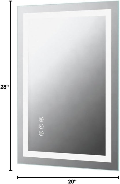 Amorho LED Bathroom Mirror, 20" X28" with Front Light and Backlit, Stepless Dimmable Wall Mount Mirrors, Anti-Fog, Shatter-Proof, Memory, 3 Colors Lihgting, LED Vanity Mirror(Horizontal/Vertical)