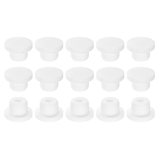 uxcell 15Pcs Silicone Hole Plug, Waterproof Round Rubber Stoppers Bottle Seal Plug Tube Pipe End Cap for 15mm/0.59" Hole for Bathtub Bottle, White