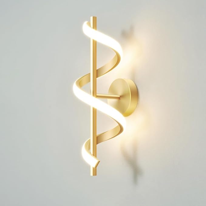 Modern LED Spiral Wall Sconce Minimalist Dimmable Sconce Lighting Fixture Tri-Color Dimmable Wall Lamps for Bedroom Living Room Hallway Decor