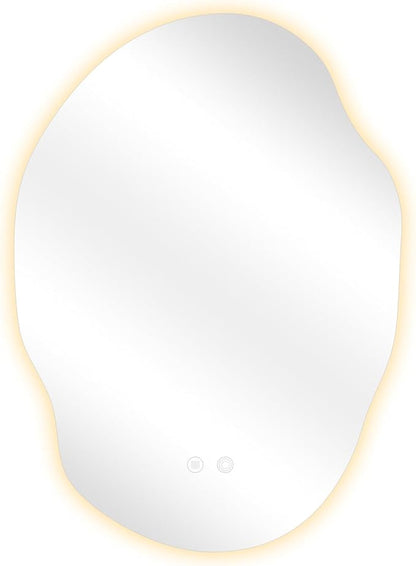LED Bathroom Mirror with Lights,25x35 in Asymmetrical Led Bathroom Mirror for Wall, Backlit Mirror with Anti-Fog,3 Colors and Dimmable Light,[Horizontal/Vertical]