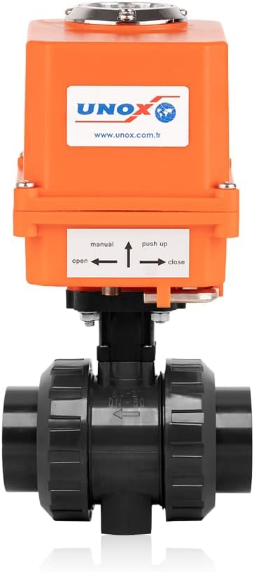 Unox 24V DC Electric Actuated Ø75 (2 1/2") U-PVC Ball Valve, Motorized Ball Valve For Water - PN16