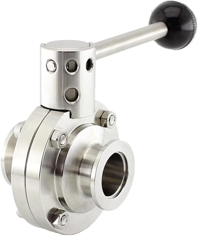 SHERICH KF25 Vacuum Butterfly Valve, Stainless Steel 304 Three-clamp Butterfly Valve with Handle and Silicone (KF25)