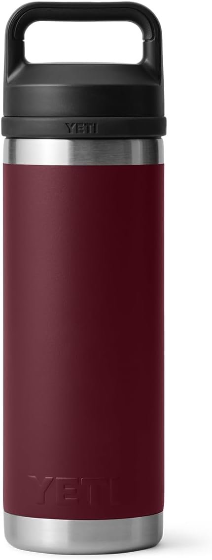 YETI Rambler 18 oz Bottle, Leakproof, Vacuum Insulated, Stainless Steel with Chug Cap, Wild Vine Red