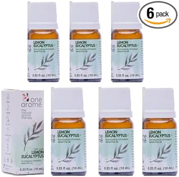 Lemon Eucalyptus Essential Oil (Corymbia Citriodora) – 100% Pure & Undiluted Citrus Aroma for Diffusers, Massage (Dilute) & DIY | Essential Oils for Humidifiers(Pack of 6/0.34 Fl Oz Each)