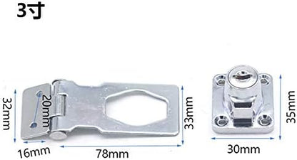 2 Packs Keyed Hasp Locks Twist Knob Keyed Locking Hasp for Small Doors, Cabinets and More,Stainless Steel Steel, Chrome Plated Hasp Lock Catch Latch Safety Lock (3Inch with Lock)