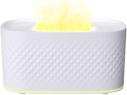 Portable Small Humidifier Dual Nozzle - Large Cool Mist Humidifiers Double Spray Ports, Water Shortage Protection, Ultra-Quiet, Mini Humidifier for Bedroom Plants Office Car Travel (Flame White)