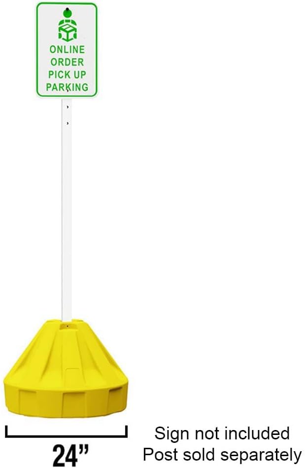 Plasticade Roll-A-Post Portable Sign Post with 60" Power Post Plastic Signpost, Designed for Schools, Sidewalks or Parking Lots, Durable and Resistant to Weathering, Yellow Base with Black Post
