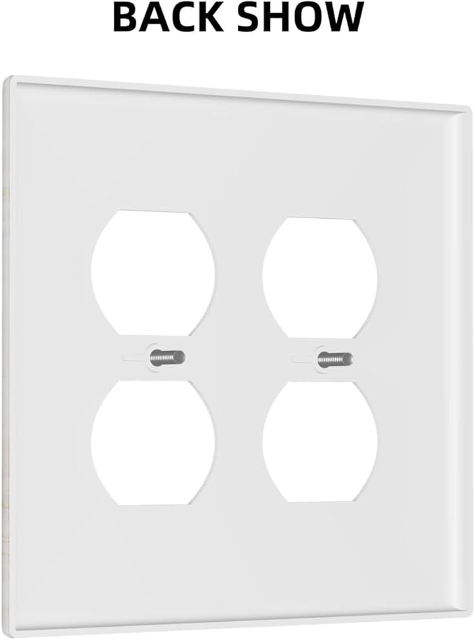 White Grey Gold Marble Simple Tiles Outlet Covers 2 Gang Double Duplex Decorative Light Switch Covers Electrical Wallplates Socket Faceplate for Bathroom Kitchen Decor