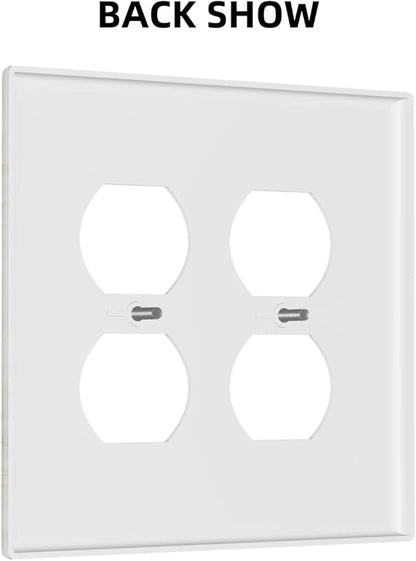 White Grey Gold Marble Simple Tiles Outlet Covers 2 Gang Double Duplex Decorative Light Switch Covers Electrical Wallplates Socket Faceplate for Bathroom Kitchen Decor