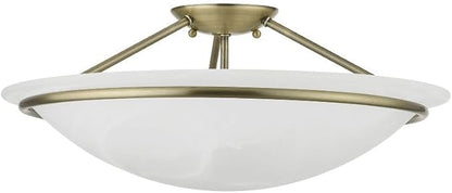 Livex Lighting 4825-01 Newburgh Collection 3 Light Large Semi-Flush, Antique Brass