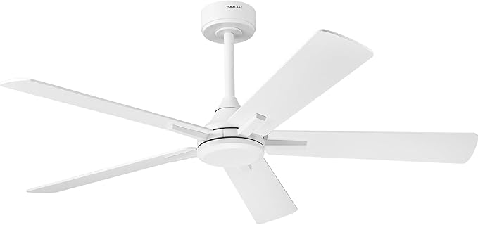 YOUKAIN Ceiling Fan No Light, 52 Inch White Ceiling Fans, Smart Ceiling Fans with Remote & APP Control, Reversible Blades, Cover Outdoor Ceiling Fan for Living room, Bedroom, 52-YJ812-WH-NL