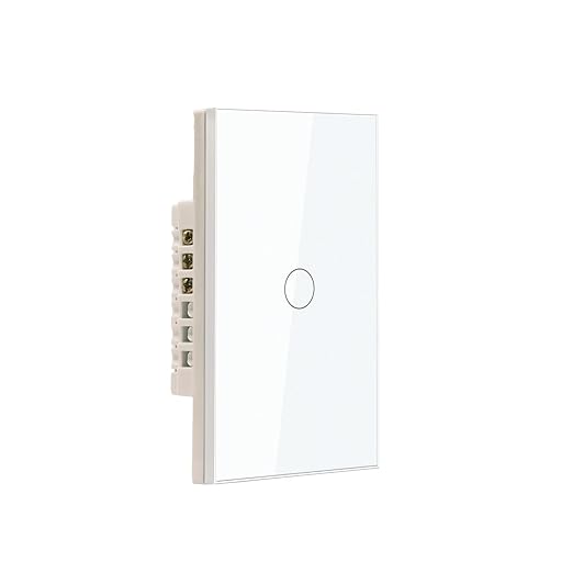 WiFi Smart Light Switch 118X72X34MM Need Neutral Wire,2.4GHz Wi-Fi Touch Switch,Work with Smart Life/Tuya App, Compatible with Alexa and Google Home, White 1 Gang