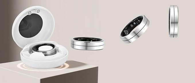 KppeX-X1 Smart Health Ring Kit-Nighttime Sleep Monitoring-Heart Rate-IP68 Waterproof Exercise Recording Fitness Tracker-No Subscription Fee Mixer#Steel Color (X1-13#)