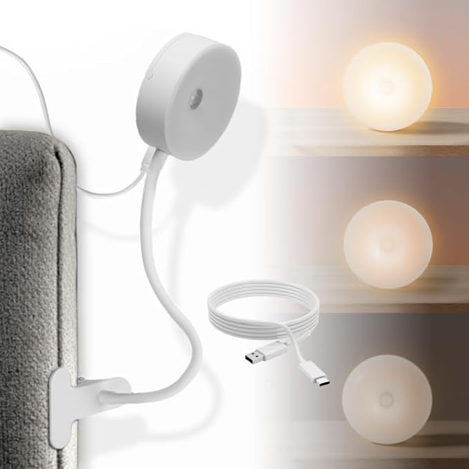 Clipable Sunrise Alarm Clock for Heavy Sleepers, Adjustable Sunlight Wake-Up Light with Music & White Noise, Gentle Gradual Brightening Lamp for Kids & Adults, for Bedroom, Travel or Dorm