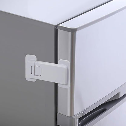 Fridge Locks for Kids, Child Proof Refrigerator Lock, Baby Safety French Fridge Door Lock, Child Cabinet Locks with Strong 3M Adhesive, No Drill, Tool-Free Install (1 Pack, White)
