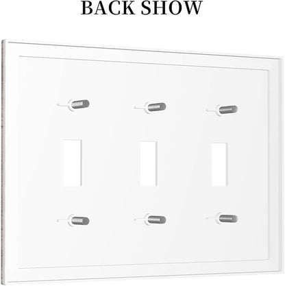 Decorative Switch Plates Retro Wood Brown Farmhouse Barn Wooden 3 Gang Wall Plate Triple Toggle Light Switch Cover Faceplate Electrical Wall Panels for Farmhouse Cabin Decor