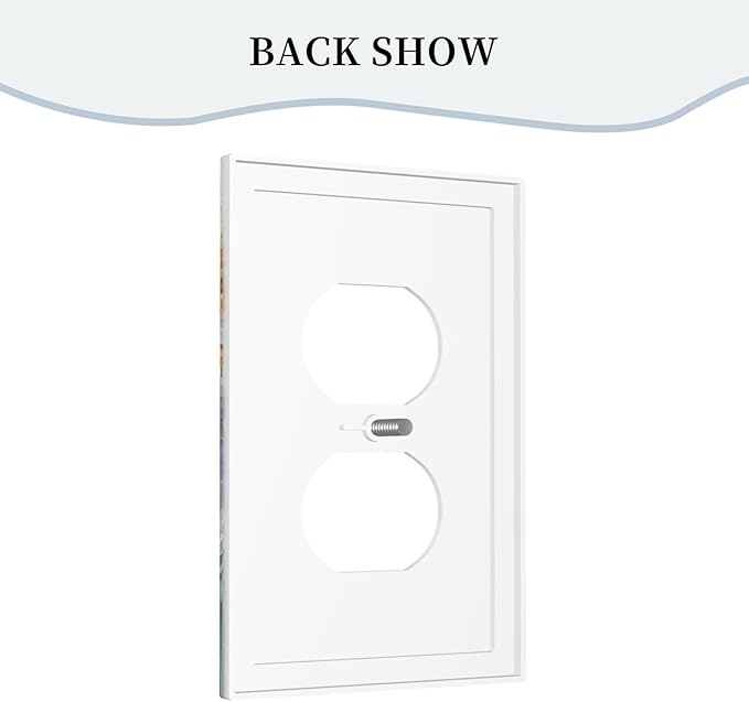 Decorative Outlet Covers Rustic Colorful Floral Garden Flowers 1 Gang Duplex Light Switch Cover Plate Unique Wall Plate Electrical Switch Plate Covers for Country Bedroom Home Decor
