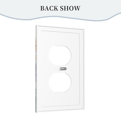 Decorative Outlet Covers Rustic Colorful Floral Garden Flowers 1 Gang Duplex Light Switch Cover Plate Unique Wall Plate Electrical Switch Plate Covers for Country Bedroom Home Decor