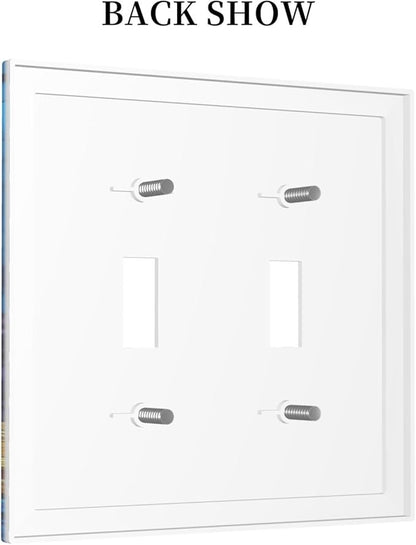 Decorative Switch Plates Nautical Sea Turtle Coral Jellyfish 2 Gang Double Toggle Outlet Light Switch Cover Wall Plate Electrical Faceplate For Kids Room Nursery Decor