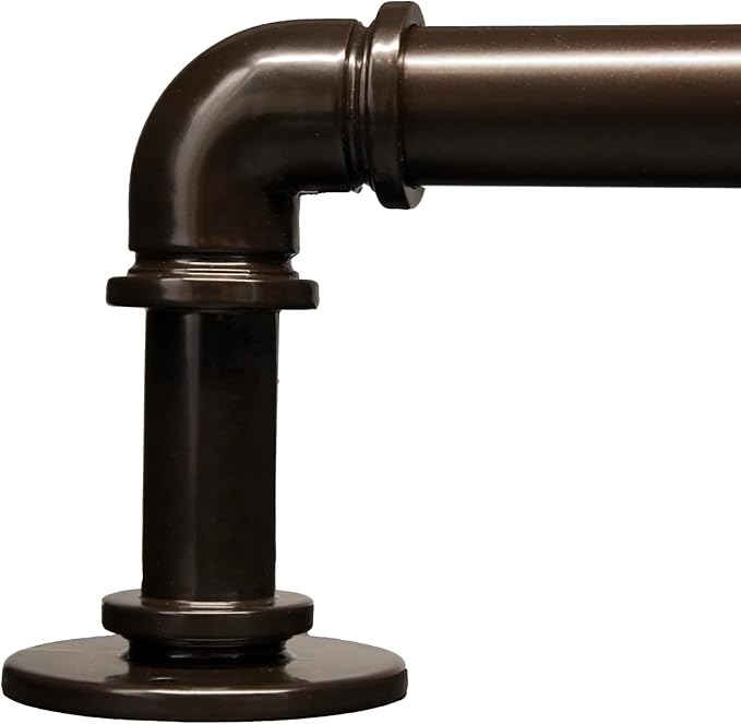 Brown Curtain Rods 18 to 120 Inch, Industrial Curtain Rods,Adjustable Length,1 in Diameter Pipe,Wall or Ceiling Mounted,for Bedroom and Living Room(Antique Bronze 18” to 120”)