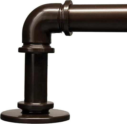 Brown Curtain Rods 18 to 120 Inch, Industrial Curtain Rods,Adjustable Length,1 in Diameter Pipe,Wall or Ceiling Mounted,for Bedroom and Living Room(Antique Bronze 18” to 120”)