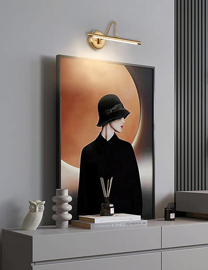 JOOSENLUX Modern Brass Picture Light Hardwired - 16.54'' for Wall Painting and Artwork Display - 7W LED Wall Lights(45W Eqv.) - Warm White 3000K - Hard Wired Connection with Swing Arm