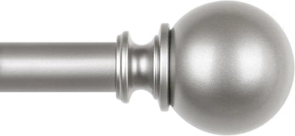KAMANINA Curtain Rods for Windows 48 to 84 Inches, Antique Silver Curtain Pole 32 to 86 Inches (2.6-7.1ft), 7/8 Inch Decorative Drapery Rods with Round Finials