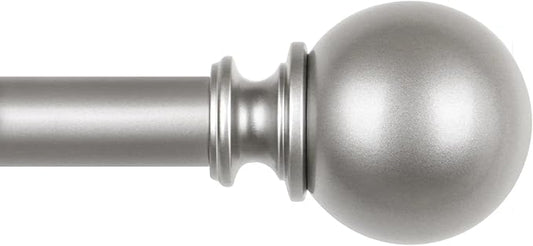 KAMANINA Curtain Rods for Windows 48 to 84 Inches, Antique Silver Curtain Pole 32 to 86 Inches (2.6-7.1ft), 7/8 Inch Decorative Drapery Rods with Round Finials