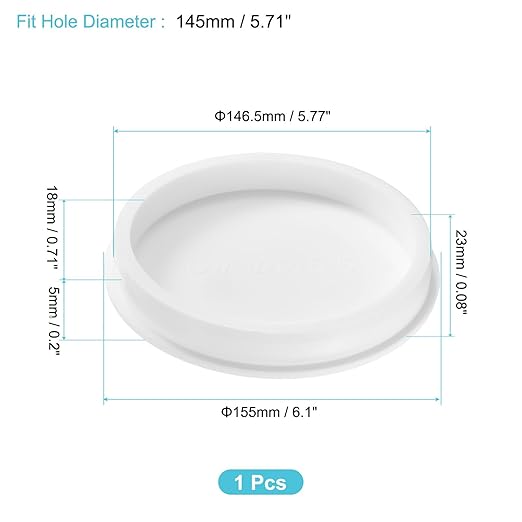 uxcell 1Pcs Silicone Hole Plug, Waterproof Round Rubber Stoppers Bottle Seal Plugs Tube Pipe End Caps for 145mm/5.71" Hole for Bathtub Bottle, White
