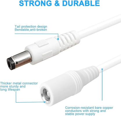 SIOCEN 2-Pack 10FT DC Power Extension Cable,5.5mm x 2.1mm Extension Cord,12v Extension Cord for Security Camera CCTV IP,Router,LED Strip,5V 9V 24V 12 Volt Male to Female Plug Supply Adapter Power Cord