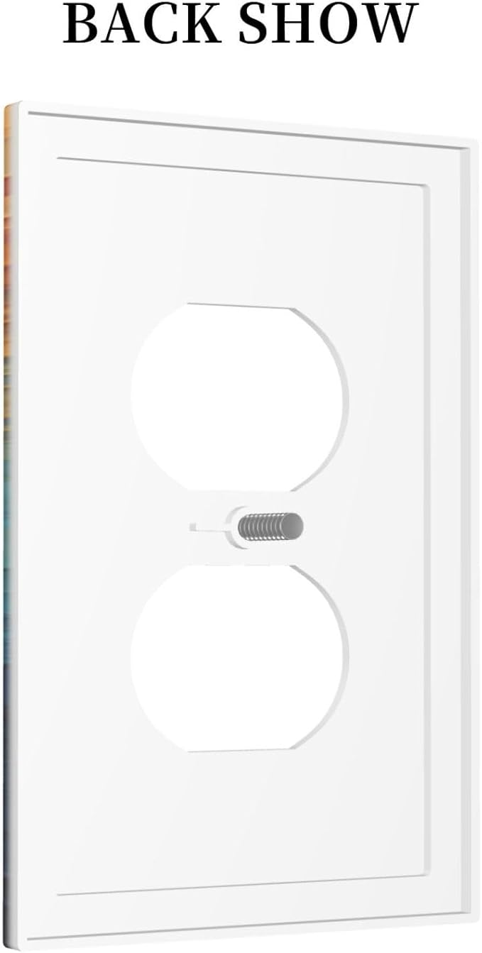 Abstract Colorful Modern Luxury Rainbow 1 Gang Duplex Receptacle Switch Wall Plate Decorative Switchplate Outlet Covers Electrical Plug Cover Faceplate for Bathroom Home Decor 5 X 3 IN