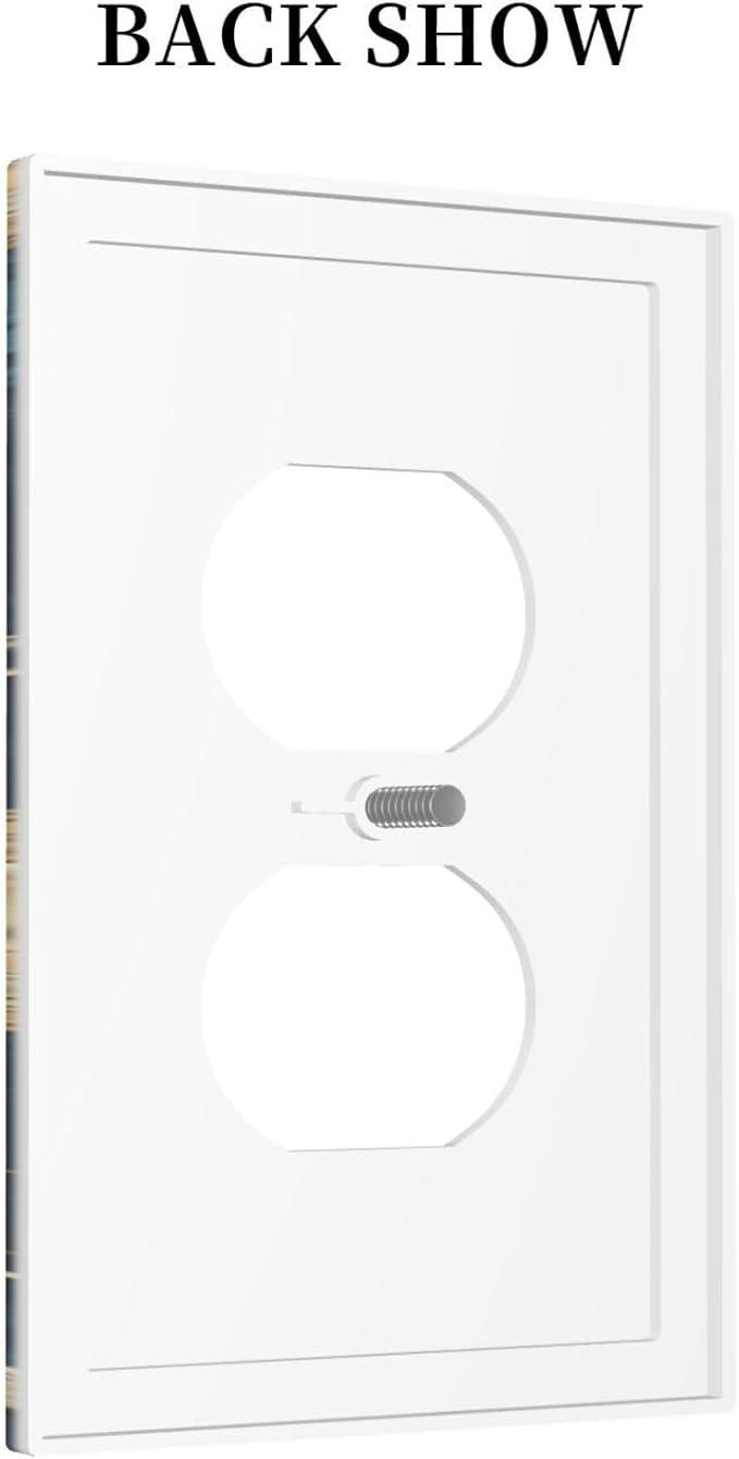 Outlet Covers Modern Abstract Sky Blue Gold Moon Sun Star 1 Gang Duplex Wall Plate Decorative Switch Plates Electrical Receptacle Faceplate Light Switch Cover for Bedroom Kids room Decor