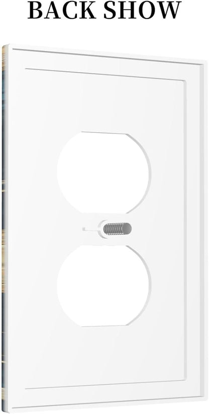 Outlet Covers Modern Abstract Sky Blue Gold Moon Sun Star 1 Gang Duplex Wall Plate Decorative Switch Plates Electrical Receptacle Faceplate Light Switch Cover for Bedroom Kids room Decor