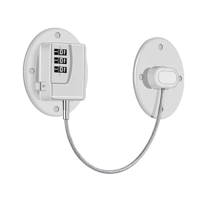 Refrigerator Lock - Heavy Duty Combination Fridge Lock, Child Proof Cabinet Locks,No Keys Needed(White- 1 Pack)