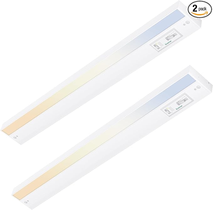 Ensenior 18 Inch LED Under Cabinet Lighting Hardwired, 5CCT, 10W 650LM, 2700K/3000K/3500K/4000K/5000K, Wired Under Cabinet Lights, Dimmable Under Counter Lights for Kitchen, FCC, 2 Packs