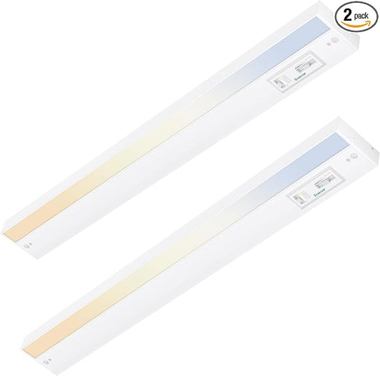 Ensenior 18 Inch LED Under Cabinet Lighting Hardwired, 5CCT, 10W 650LM, 2700K/3000K/3500K/4000K/5000K, Wired Under Cabinet Lights, Dimmable Under Counter Lights for Kitchen, FCC, 2 Packs