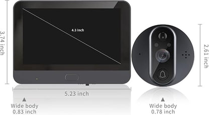 WiFi Video Doorbell for Apartment,Peephole Camera with 4.3" LCD Display,1080P, 120° Wide Angle, Night Vision,Motion Detection,2-Way Audio,Digital Peephole veiwer,Smart Life App Compatible