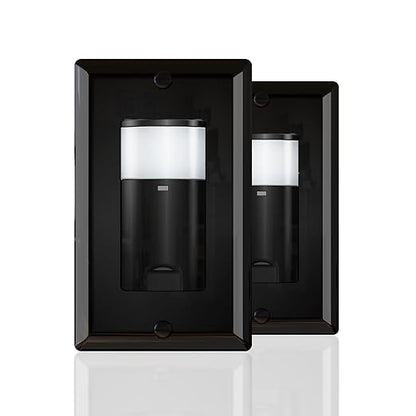 ECOELER Single Pole Occupancy Motion Sensor Switch, PIR Infrared Motion Activated Switch with Sensitivity & Delay Adjustable, Neutral Wire Required, for Kitchen, Garage, Stairwell, Black, 2 Pack
