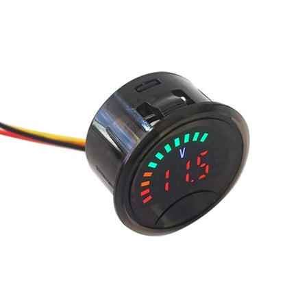 Battery Meter with LED Display, DC 7-100V Voltage Capacity Tester, 12V Digital Round Battery Monitor for Car, Golf Cart, RV, Truck, Boat, Motorcycle, Small Size