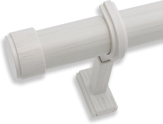 BlastHome® Non-Adjustable Luxury Curtain Rods for Windows, 1 ¼” Rod Set, 3 foot Fixed Length, Brushed White