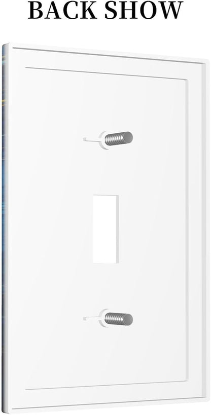 Decorative Light Switch Cover Dream Ocean Underwater World Fish Shoal 1 Gang Single Toggle Decorator Outlet Wall Plate Device Electrical Faceplate Switchplates for Kids room Nursery Decor