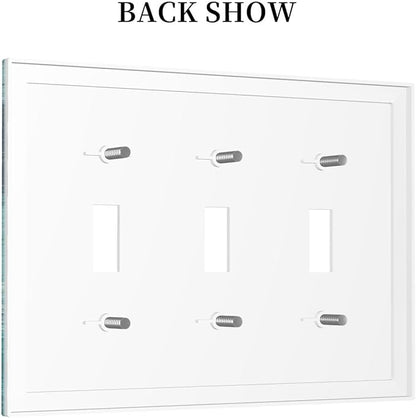 Decorative Switch Plates Teal Blue Modern Geometric Abstract Turquoise Green 3 Gang Wall Plate Triple Toggle Light Switch Cover Faceplate Electrical Wall Panels for living Room Bedroom