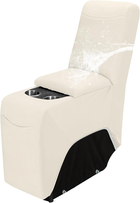 Easy-Going 100% Waterproof Recliner Console Cover, Stretch Middle Console Couch Covers for Reclining Sofas, Sectional L-Shape Furniture Protector for Kids & Pets, 1 Console Cover, Beige