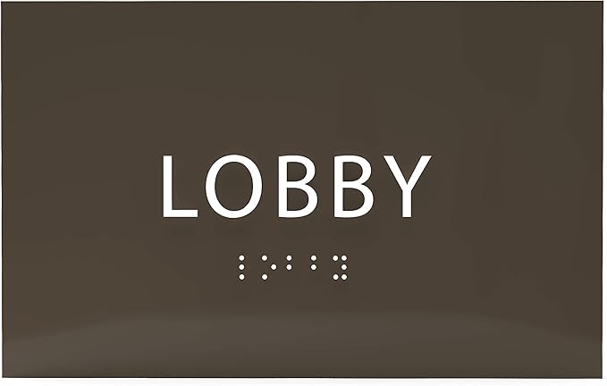 6" X4" Lobby Sign - Tactile Graphics Grade 2 Braille Text Reception Area Sign| Utility ADA Compliant Wall Mount Plastic Signs For Hospital, Offices, Businesses & Apartments