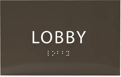 6" X4" Lobby Sign - Tactile Graphics Grade 2 Braille Text Reception Area Sign| Utility ADA Compliant Wall Mount Plastic Signs For Hospital, Offices, Businesses & Apartments