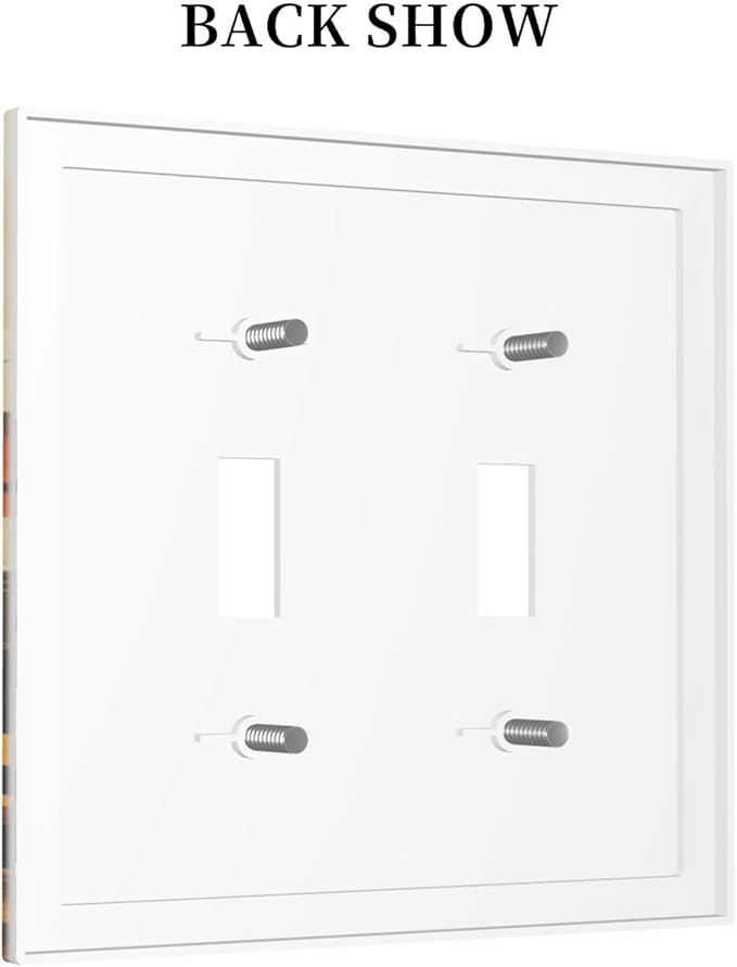Decorative Switch Plates Boho Warm Colorful Plant Leaves 2 Gang Double Toggle Wall Plate Outlet Light Switch Cover Electrical Faceplate for Bedroom living Room Decor